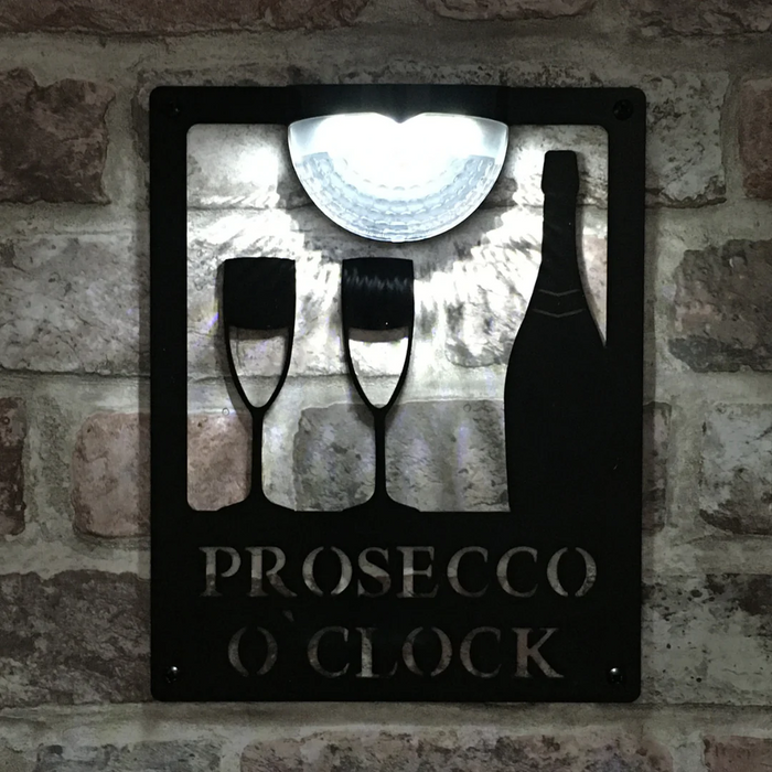 IMPERFECT- Prosecco O'Clock Sign with Solar Powered Light