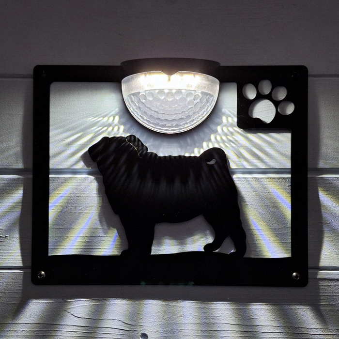IMPERFECT - Pug Dog Solar Light Wall Plaque