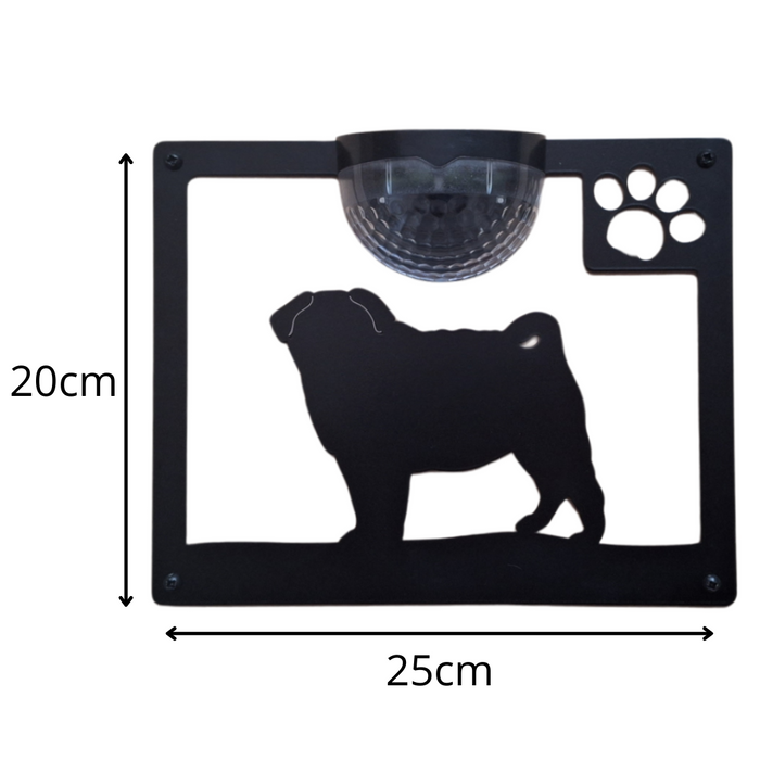 IMPERFECT - Pug Dog Solar Light Wall Plaque
