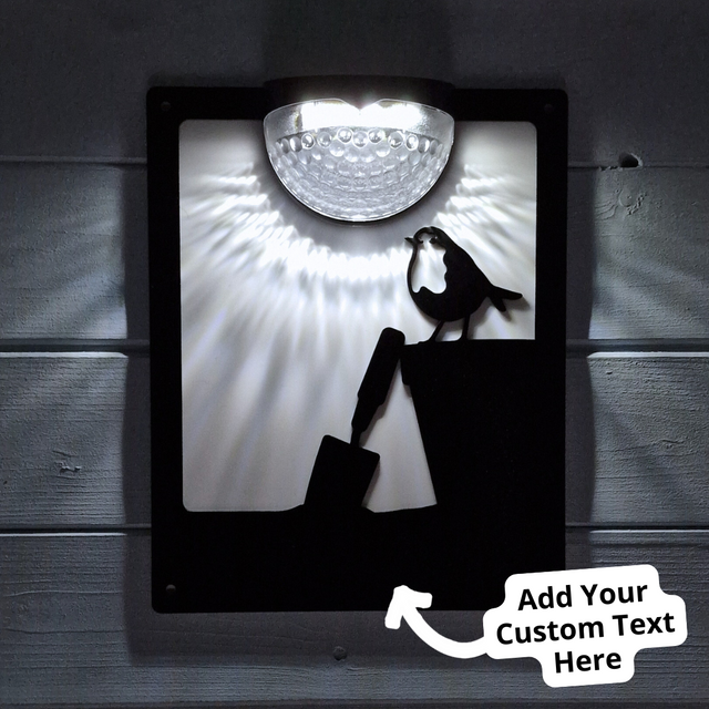 Robin on a Plant Pot Solar Light Wall Plaque (You Can Personalise Me!)