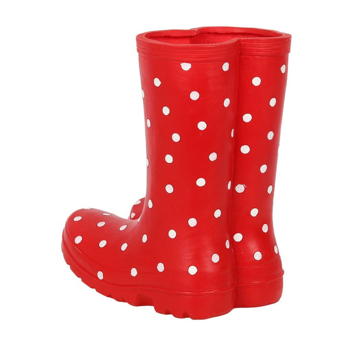 Red Welly Boot Resin Planters