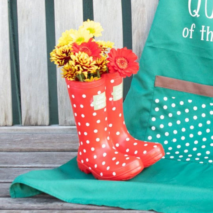Red Welly Boot Resin Planters