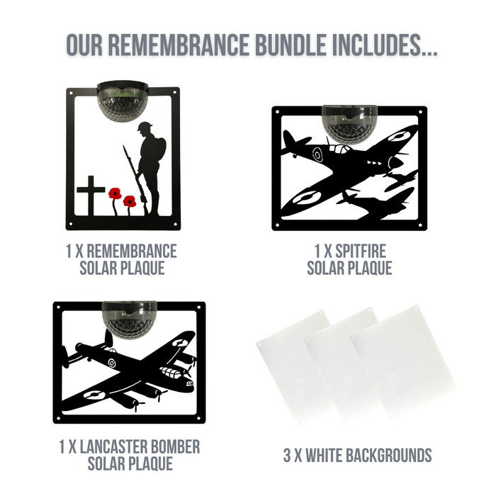 Remembrance Bundle - Set of 3 Solar Plaques