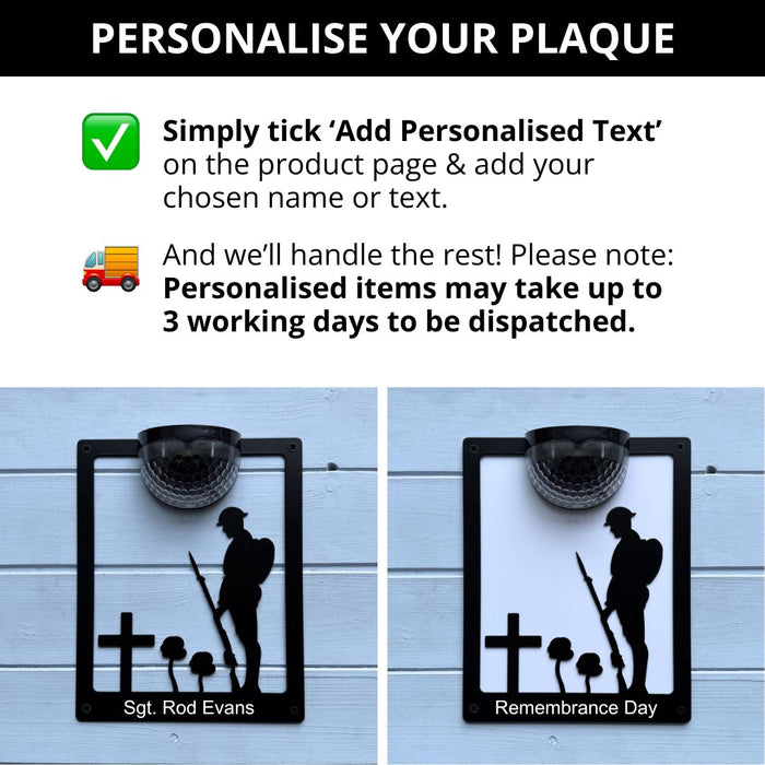Remembrance Solider Solar Light Wall Plaque