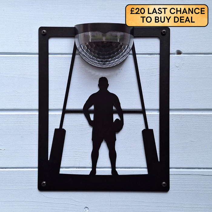 Rugby Player Solar Light Wall Plaque