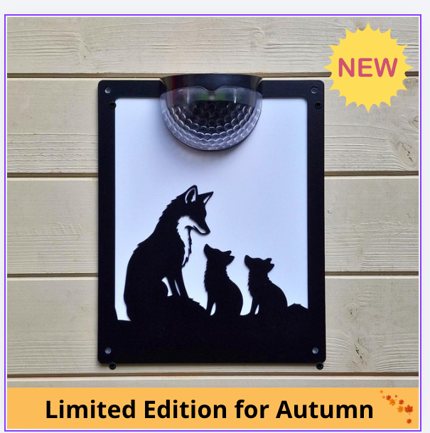 Fox & Cubs Solar Light Wall Plaque
