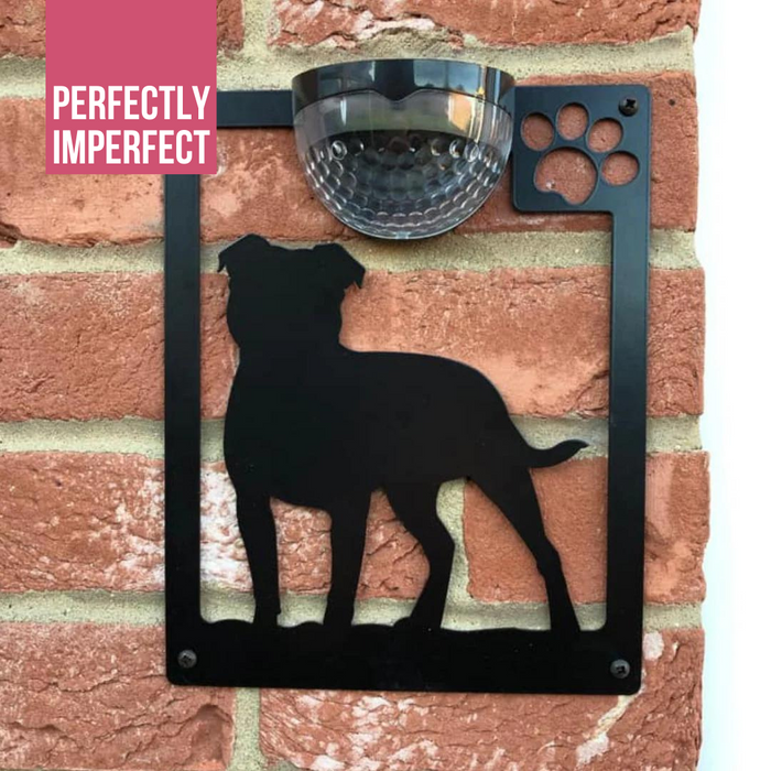 IMPERFECT- Staffie Dog Solar Light Wall Plaque
