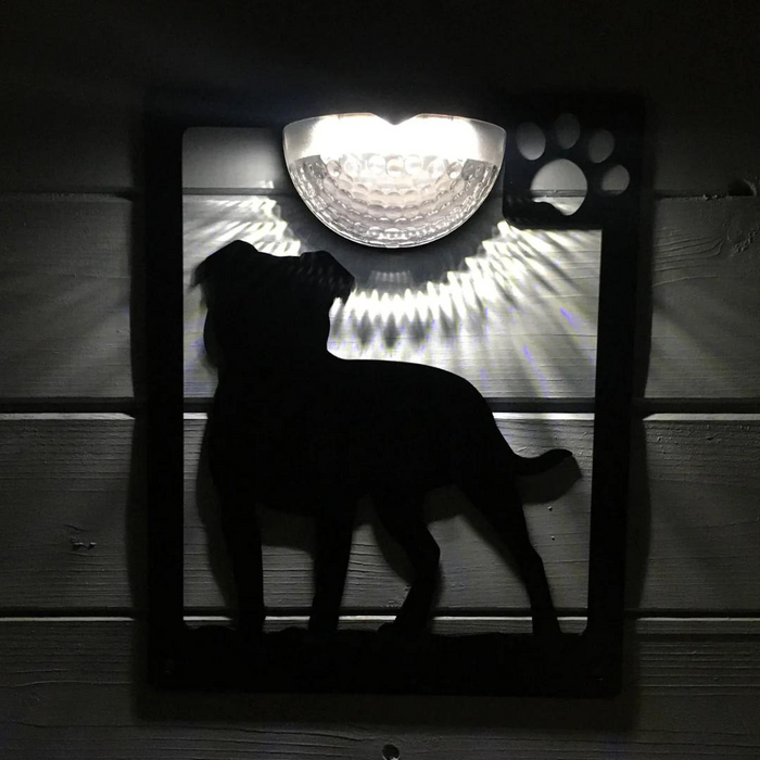 IMPERFECT- Staffie Dog Solar Light Wall Plaque