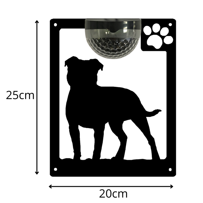 IMPERFECT- Staffie Dog Solar Light Wall Plaque