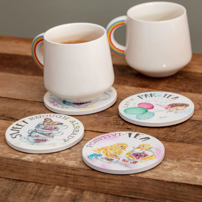 Tea Party Forest Family - Set of 4 Ceramic Coasters