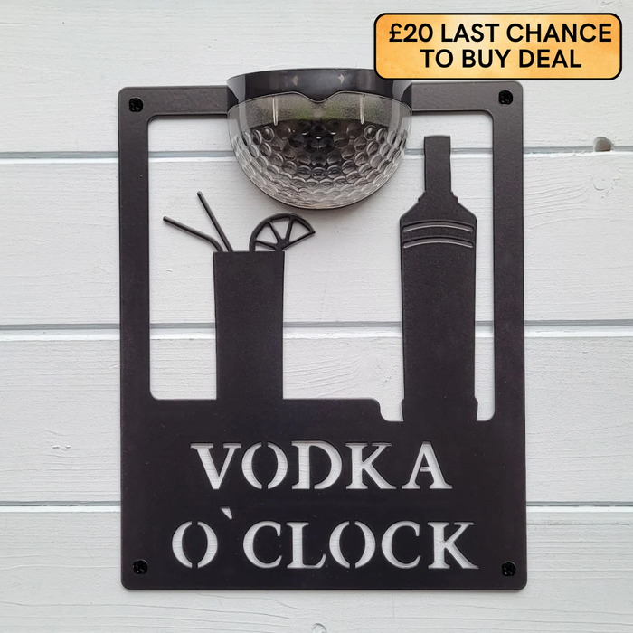 Vodka O'Clock Sign with Solar Powered Light