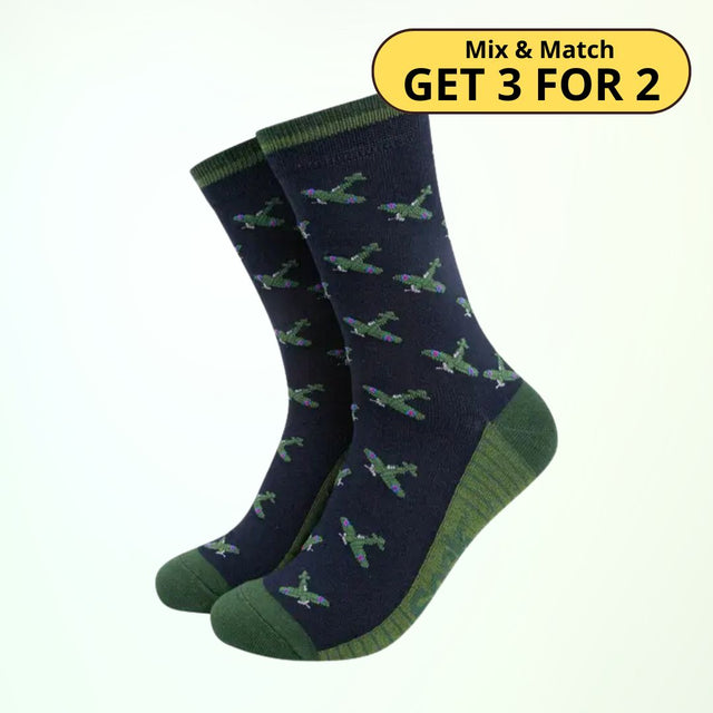 Vintage Airplanes Men's Bamboo Socks