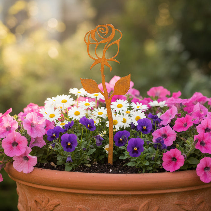 Rusty Rose Metal Stake