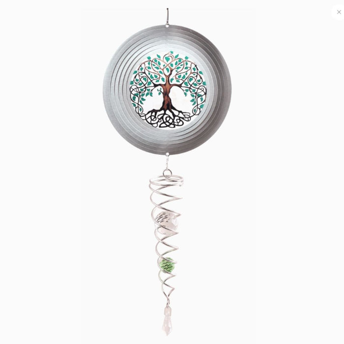 Tree of Life Wind Spinner with Crystal Tail