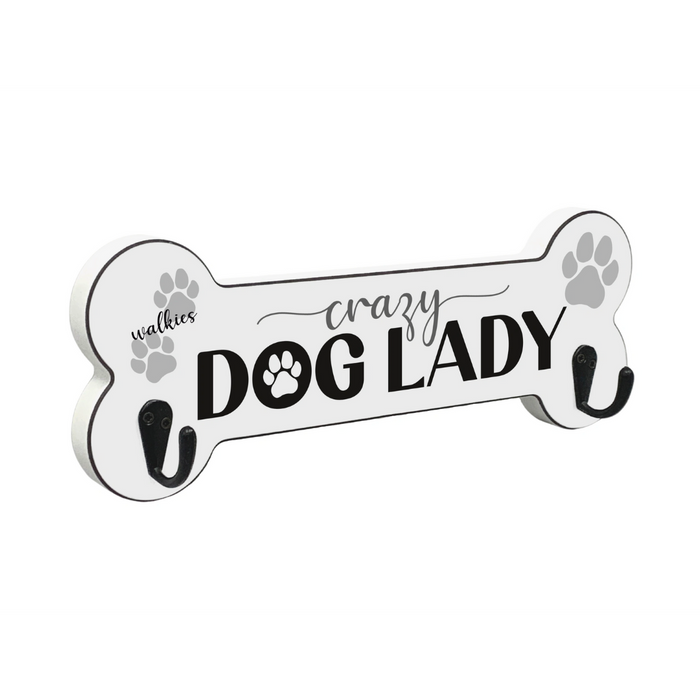 'Crazy Dog Lady' Dog Bone Lead Hanger