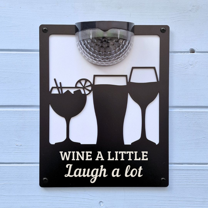 'Wine a little, Laugh a lot' Drinks Solar Light Wall Plaque