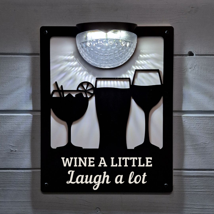 'Wine a little, Laugh a lot' Drinks Solar Light Wall Plaque