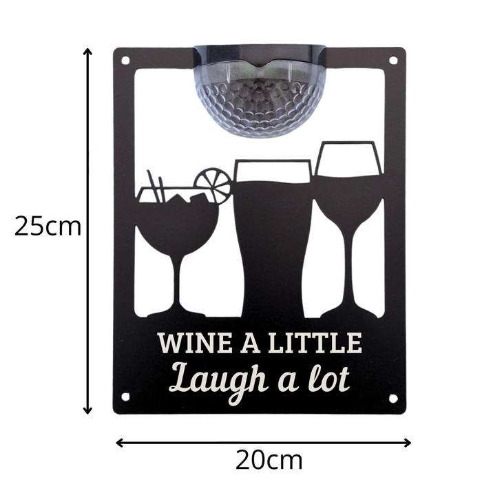 'Wine a little, Laugh a lot' Drinks Solar Light Wall Plaque
