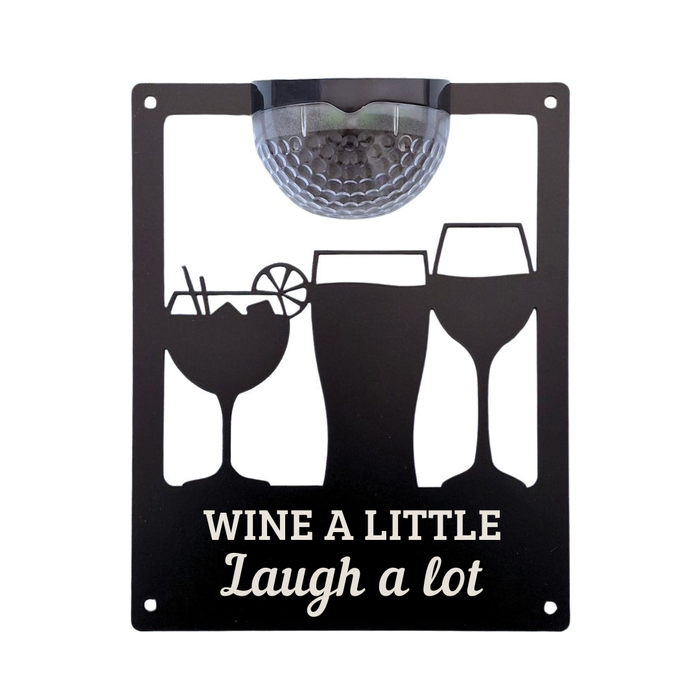 'Wine a little, Laugh a lot' Drinks Solar Light Wall Plaque