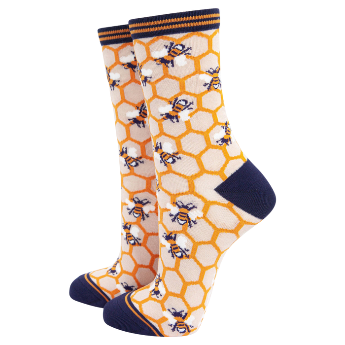 Women's Honeycomb and Bee Bamboo Socks