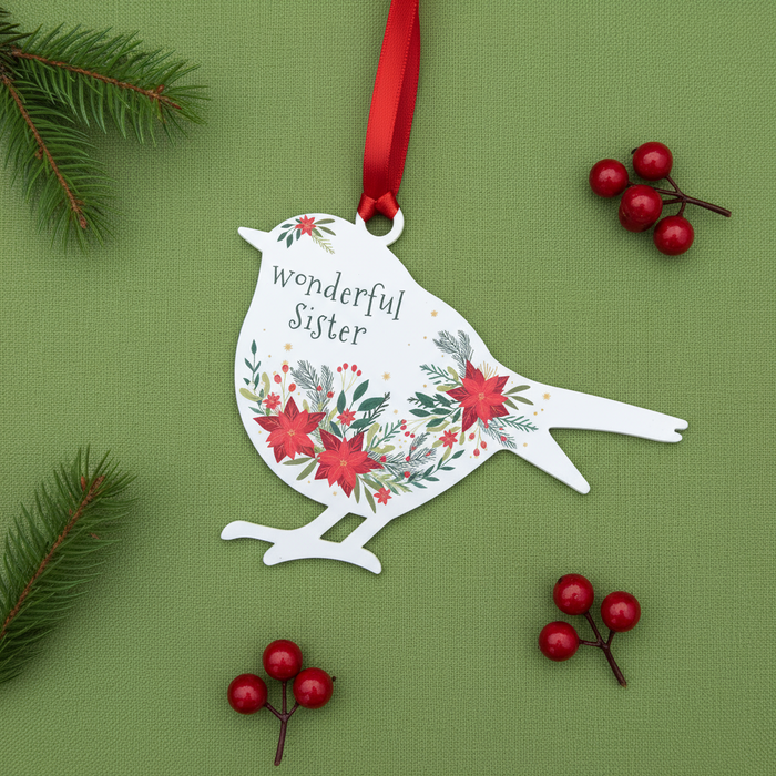 'Wonderful Sister' - White Robin Hanging Decor