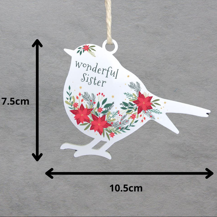 'Wonderful Sister' - White Robin Hanging Decor