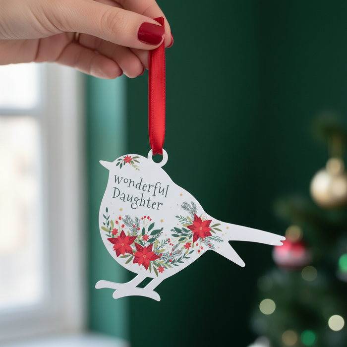 'Wonderful Daughter' - White Robin Hanging Decor