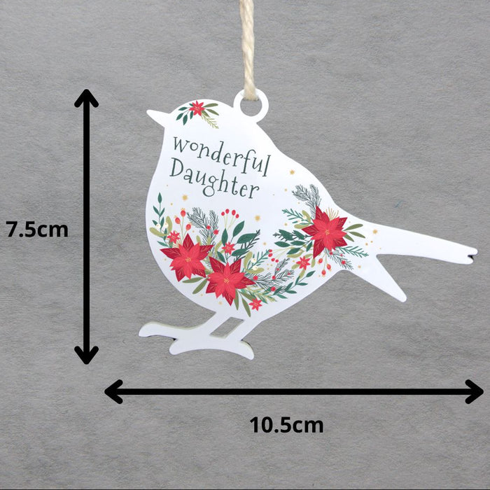 'Wonderful Daughter' - White Robin Hanging Decor