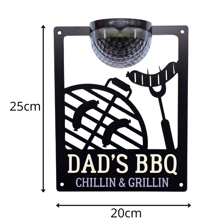 Dad's BBQ - Chillin 'n' Grillin' BBQ Solar Light Wall Plaque