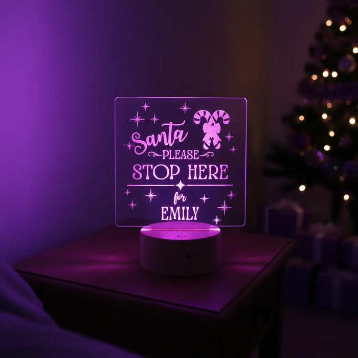 'Santa Please Stop Here' Christmas LED Night Light (You Can Personalise Me!)