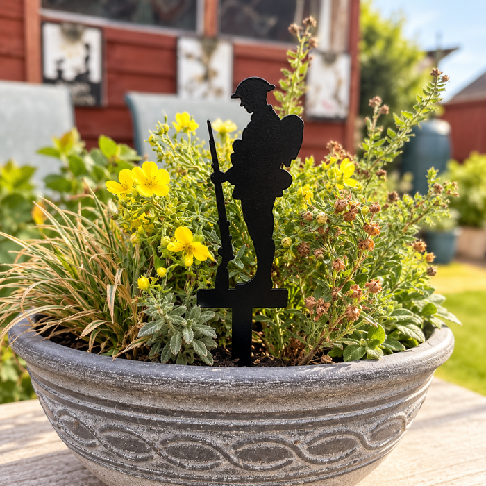 Metal Remembrance Soldier Plant Pot Stake