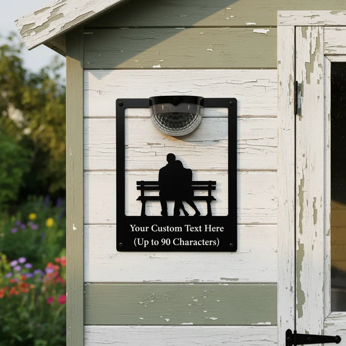 Couple on Bench Solar Light Wall Plaque (You Can Personalise Me!)