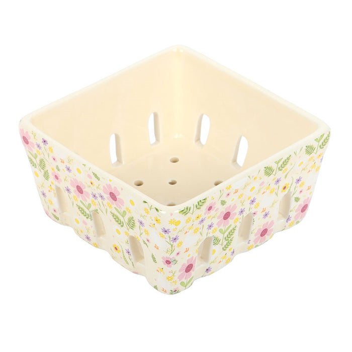 Daisy & Duck Print Ceramic Berry Basket