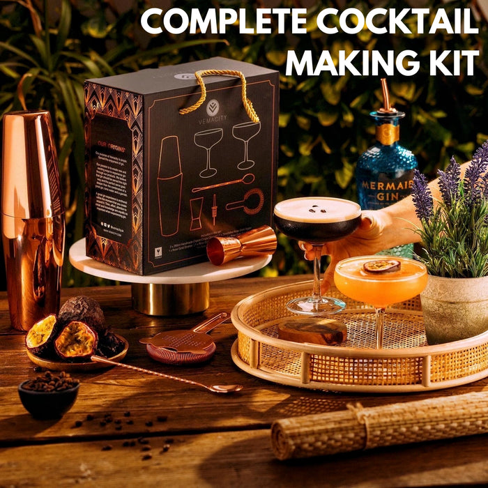 Cocktail Shaker Set with Handmade Cocktail Glasses