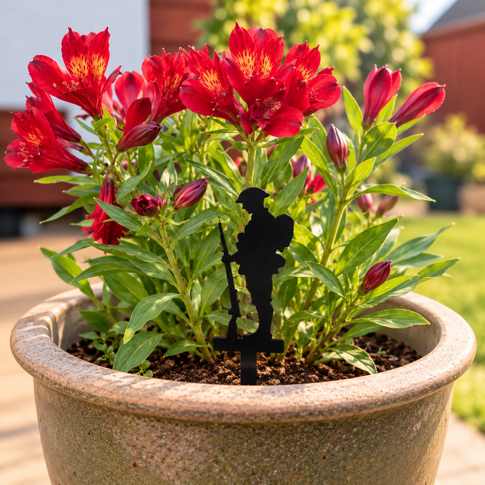 Metal Remembrance Soldier Plant Pot Stake