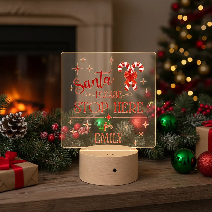 'Santa Please Stop Here' Christmas LED Night Light (You Can Personalise Me!)