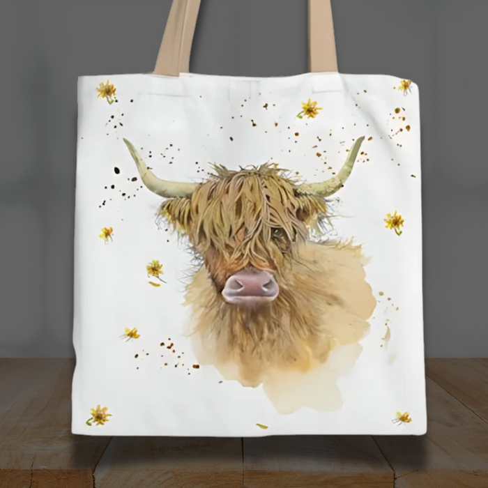 Large Jan Pashley Highland Cow Reusable Shopping Bag