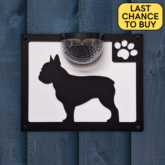 French Bulldog B Solar Light Wall Plaque