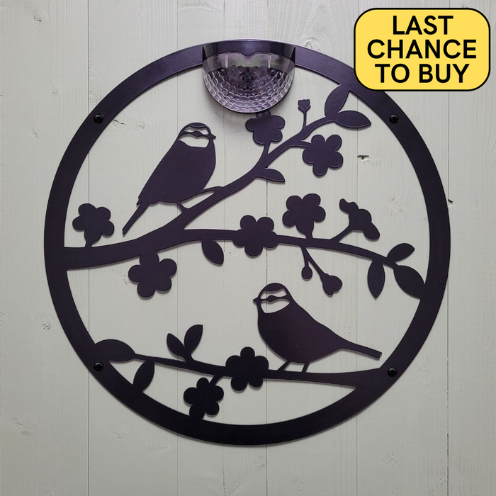 Large Two Birds Circle Solar Plaque