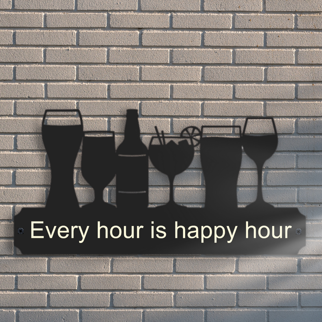 Every hour is happy hour' Large Drinks Wall Art - Flory's Online