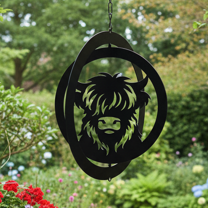 Highland Cow Hanging Silhouette Orbit Spinner