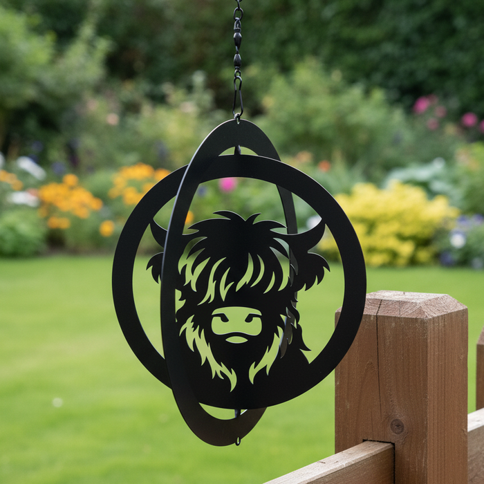 Highland Cow Hanging Silhouette Orbit Spinner