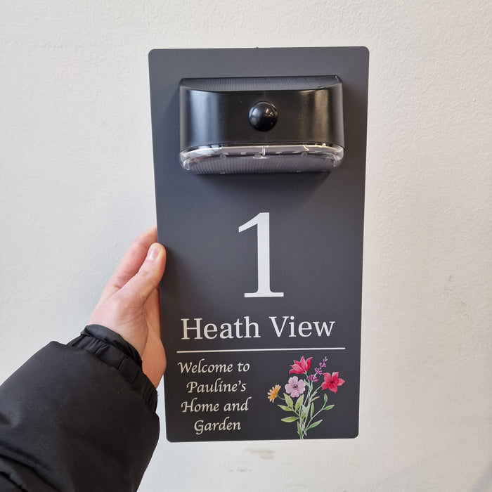 Custom Motion Sensor Solar House Sign