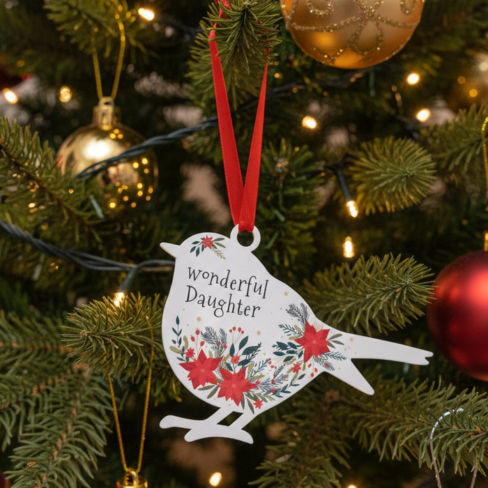'Wonderful Daughter' - White Robin Hanging Decor