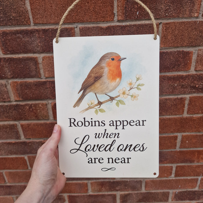 Robins Appear Metal Sign 25cm