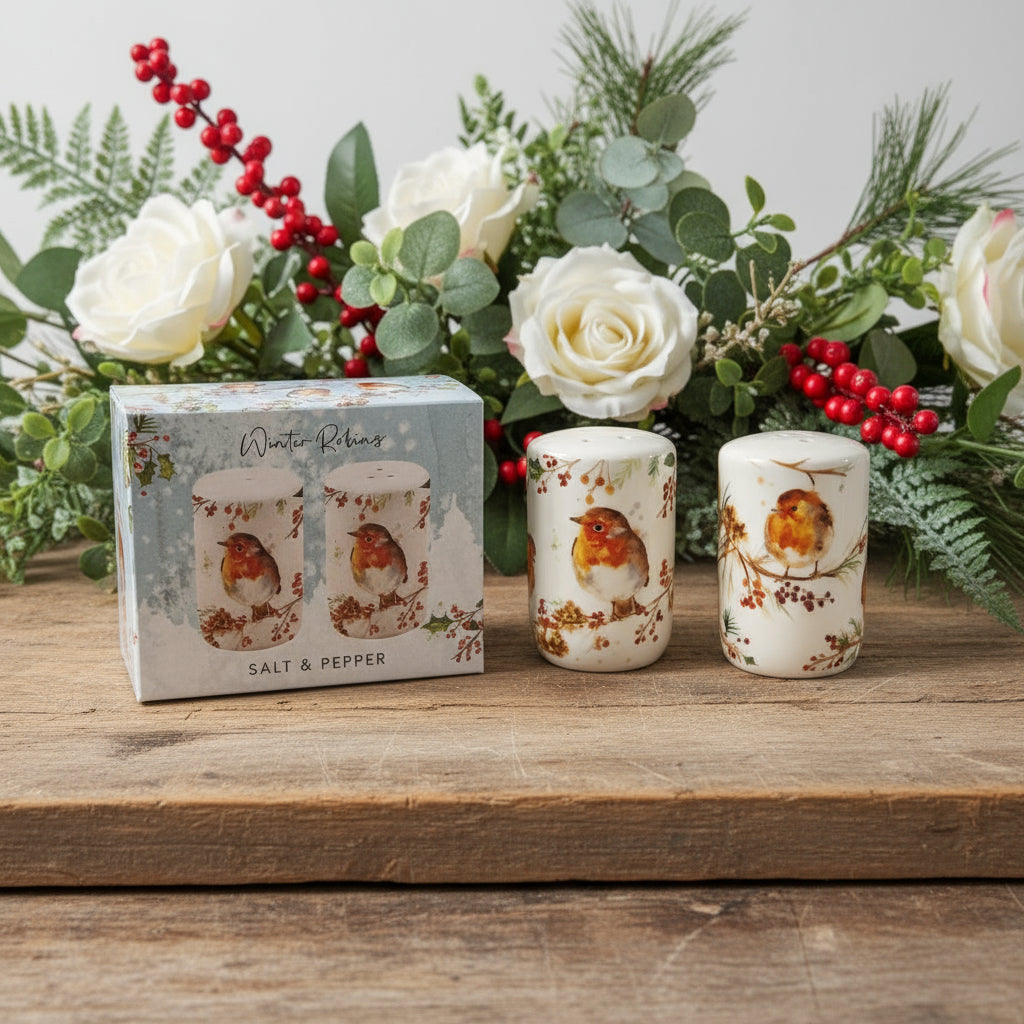 Jennifer Rose Winter Robin Salt & Pepper Shakers — Flory's Online