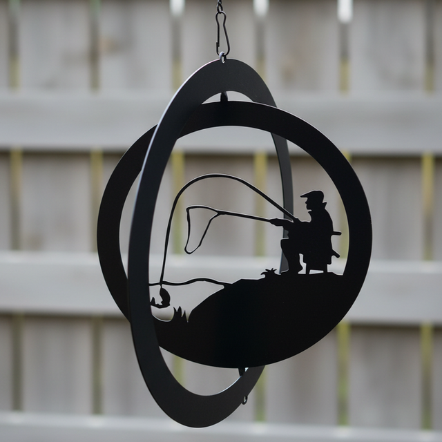Fisherman Hanging Silhouette Orbit Spinner