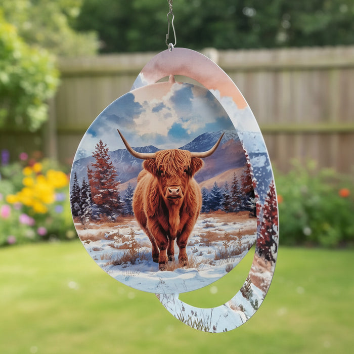 Highland Cow Hanging Orbit Spinner (Spins at Fixed 90°)