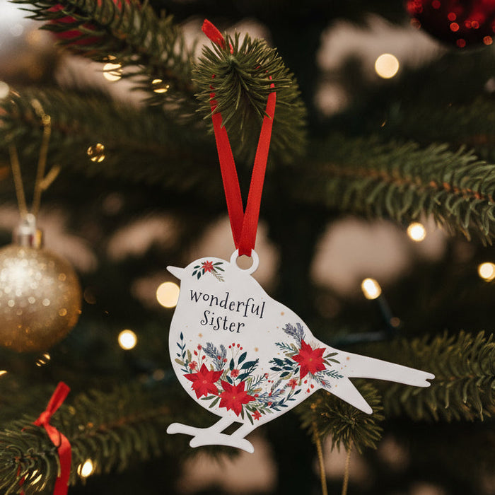 'Wonderful Sister' - White Robin Hanging Decor