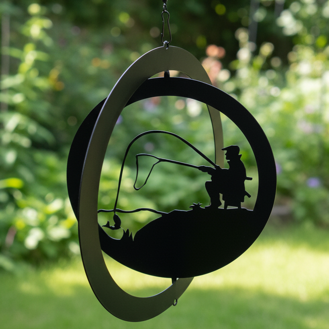 Fisherman Hanging Silhouette Orbit Spinner